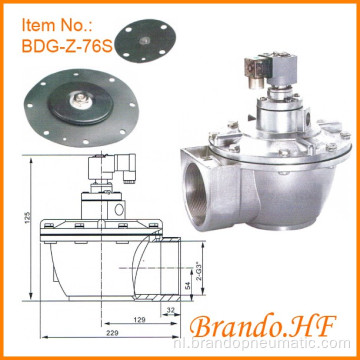 Diafragma solenoïde puls jet stofafscheider klep